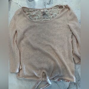 Beige/light pink Knit Sweater with Floral back